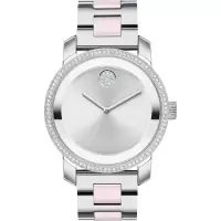 Movado女士石英瑞士表mm陶瓷金箔拼接表带防水米商务简约女士腕表