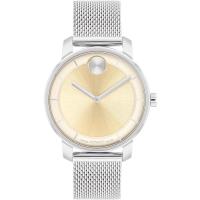 Movado女表经典石英腕表轻奢白皮带34mm防溅水表盘金