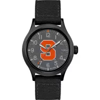 天美时(Timex)男士石英表40mm黑带灰盘轻便耐用防水表