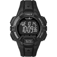 天美时(Timex)男士石英表44mm黑盘黑带抗冲击防水运动手表