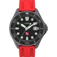 TIMEX代购天美时手表男士红带黑盘不锈钢表壳防水时尚休闲腕表