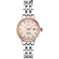 SEIKO女式石英表玫瑰金表盘轻奢腕表优雅设计防水50米