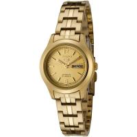 SEIKO女式自动机械金盘金钢表轻奢腕表防水表带
