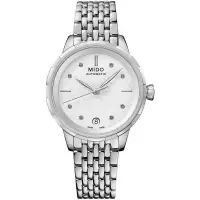 女表34mm白盘自动机械银钢表带瑞士制造