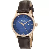 Mido女手表自动机械瑞士手表Baroncelli Signature水晶镜面皮带手表日