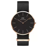 经典系列mm黑盘玫瑰金男表防水石英腕表