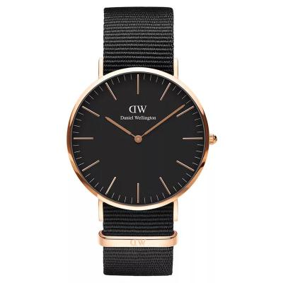 经典系列mm黑盘玫瑰金男表防水石英腕表