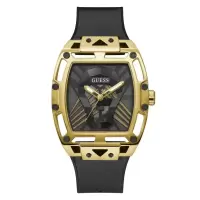 GUESS石英真皮女表时尚商务防水米黑盘女士石英真皮腕表