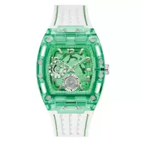 GUESS男款石英表Phoenix白盘绿圈简约时尚腕表