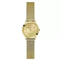 GUESS女款石英机械表金色表盘简约时尚腕表