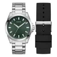 GUESS男士石英表银色表盘简约商务腕表