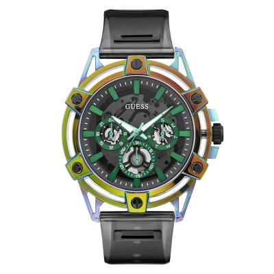 GUESS男款石英机械表黑盘灰面简约商务腕表