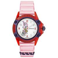 范思哲Versace手表男瑞士制造防刮蓝宝石水晶针扣推拉表冠