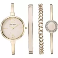 Anne Klein手表女可调节石英圆形表盘32毫米矿物玻璃商务休闲