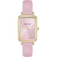 Anne Klein手表女无日历功能石英矩形表盘粉色表盘金属表壳商务