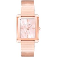 Anne Klein手表女无日历功能矿物玻璃表镜滑动扣金属表壳石英