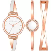 Anne Klein手表女秒针石英圆形表盘26毫米100米防水商务休闲女表