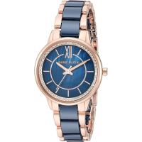 Anne Klein手表女罗马数字石英圆形表盘32毫米陶瓷表带商务休闲