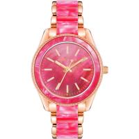 安妮克莱因(ANNE KLEIN)女式树脂表盘石英腕表粉色表带轻便时尚简约