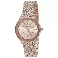 安妮克莱因(ANNE KLEIN)玫瑰金表盘水晶腕表轻奢时尚女表简约优雅
