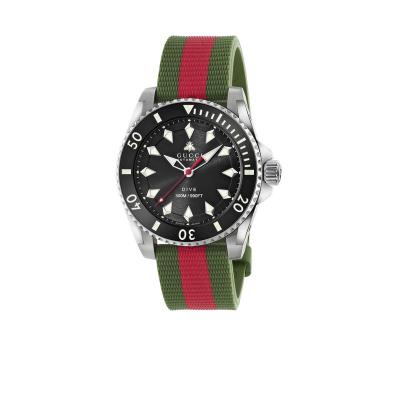 古驰(GUCCI)品男表 Dive 系列 自动机械腕表 复古条纹表带时尚休闲手表 YA136349-#