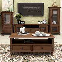 新款乡村实木茶几简约小户型茶几电视柜组合客厅成套家具复古定制