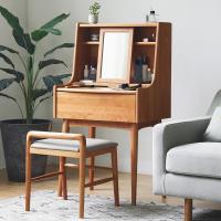 北欧实木梳妆台樱桃化妆桌小户型多功能日式卧室床头边柜定制