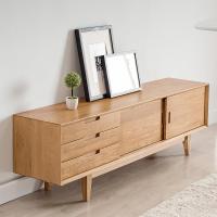 北欧纯实木电视柜日式简约现代小户型1.8白橡木地柜视听柜组合柜定制