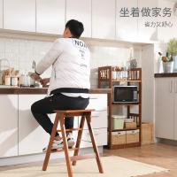 折叠家用梯凳 二步梯子高凳子两步登高简易板凳实木梯椅厨房两用定制