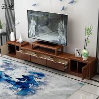 现代中式可伸缩实木电视柜 现代中式客厅2米地柜矮柜家用影视柜定制