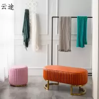 轻奢沙发凳真皮凳子小圆凳客厅茶几凳矮凳软坐墩家用梳妆凳换鞋凳定制