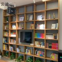 定制老榆木书架定做实木大书架漫咖啡满墙书架多层隔断吊柜落地架定制