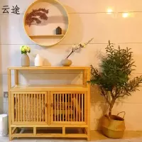 新中式实木餐边柜茶水台禅意客厅隔断玄关储物柜茶室矮柜简约现代定制