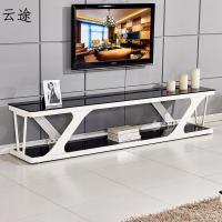 现代简约时尚欧式铁艺烤漆黑色钢化玻璃电视柜创意客厅定制