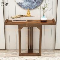 新中式玄关桌中堂禅意供桌入户翘头实木香案仿古长条案大厅玄关柜定制