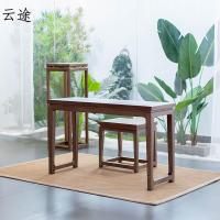 老榆木古琴桌凳简约国学桌禅意书法画桌实木榫卯古筝桌定制定制