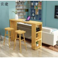 实木吧台桌家用休闲客厅酒柜隔断餐桌北欧简约咖啡厅创意吧台桌椅定制