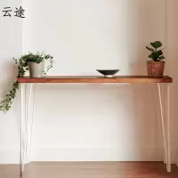 实木玄关台 北欧墙边条案现代简约铁艺靠墙玄关桌案台条桌窄条几定制