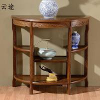 鸡翅木半月台花几花梨木半圆台博古半边桌休闲台玄关台月牙桌角几定制