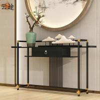 现代中式实木玄关桌客厅靠墙边桌条案玄关台案酒店端景台走廊窄桌定制