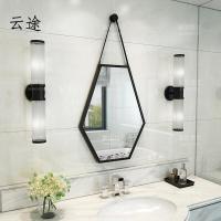 北欧浴室镜卫生间镜子 壁挂 洗手间化妆六边菱形包边装饰创意挂镜定制