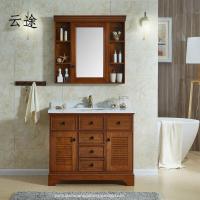 卫浴柜卫生间落地洗手洗脸盆大理石百叶浴室柜实木镜柜定制