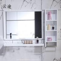 浴室镜子带置物架壁挂卫生间洗手间厕所卫浴镜子洗漱梳妆镜边镜柜定制