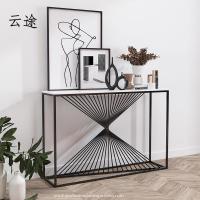 北欧轻奢玄关台铁艺玄关桌大理石走廊边几简约现代条案靠墙窄桌子定制