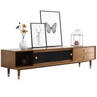 北欧轻奢实木电视柜现代简约白蜡小户型胡桃色实木家具客厅茶几组定制