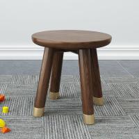 小圆凳板凳白蜡木实木口换鞋凳铜脚小凳子茶几边几凳定制