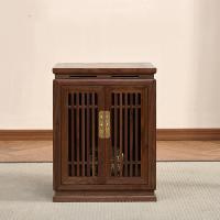 黑胡桃木茶水柜新中式烧水柜餐边柜矮柜储物柜免漆实木禅意榆木柜定制