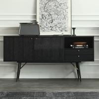 橡木餐边柜简约餐厅轻奢北欧表情黑色实木贴皮居家酒柜定制