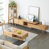 全实木电视柜北欧现代简约小户型客厅家具推拉橡木地柜定制