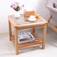 实木边桌玻璃现代简约角几阳台桌休闲客厅正方形茶几橡木北欧边几定制